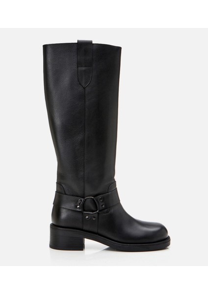 01CIH298450A100 Deri Siyah Kadın Çizme