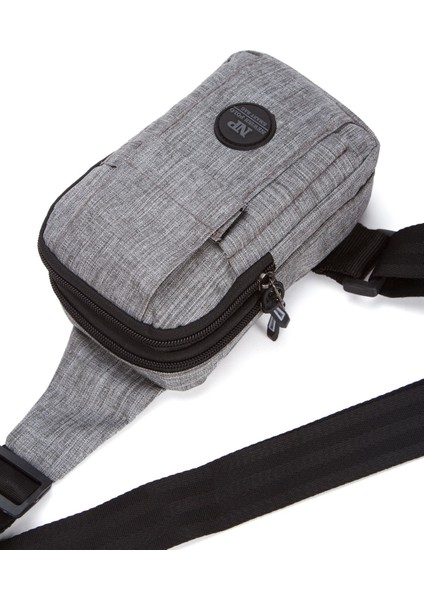 Şık Gri Keten Çok Fonksiyonlu Unisex Telefon Çantası, Günlük ve Seyahat Için Ideal