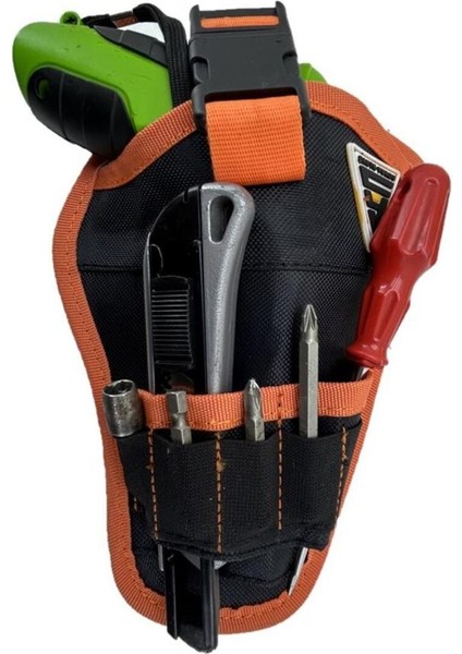 Şarjlı Tornavida Matkap Bel Çantası, Siyah, Pratik ve Kullanışlı Tasarım