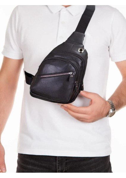 Unisex Siyah Vegan Deri Çapraz Omuz ve Bel Çantası fiyatları
