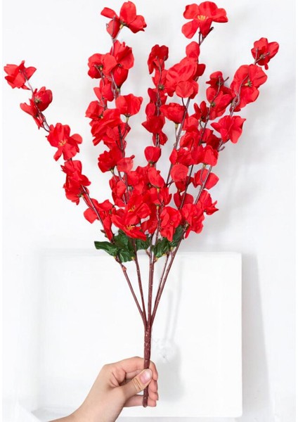 Lüks Yapay Çiçek Aranjman Seti – 1 Adet Okaliptus Dalı + 3 Adet Delphinium Çiçeği + 7 Dallı Kırmızı Bahardalı Demeti indirimleri