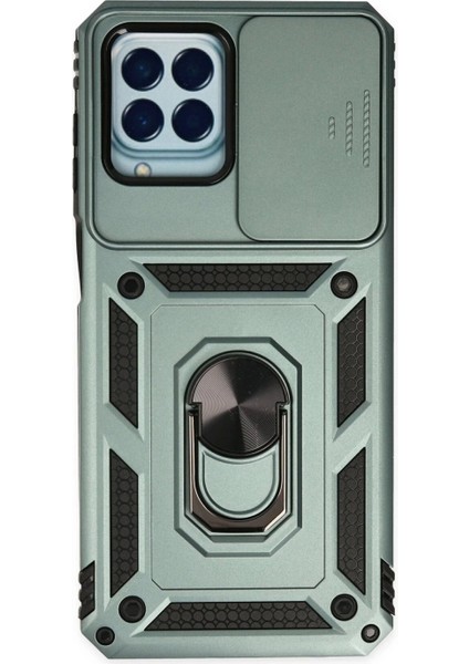 Samsung Galaxy M33 Kılıf Pars Lens Yüzüklü Silikon - Yeşil