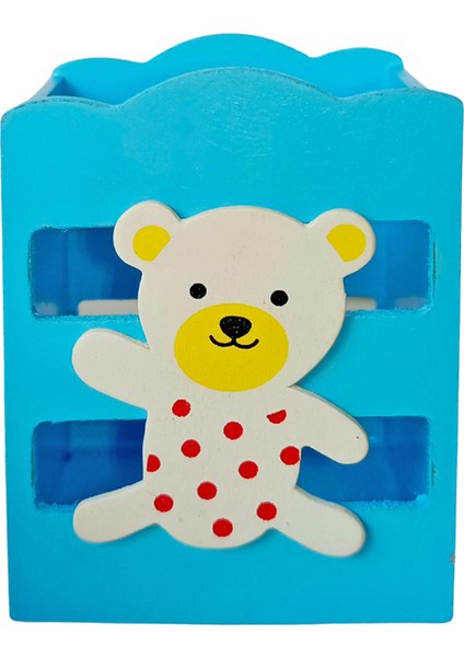 Ahşap Masaüstü Kalemlik Sevimli Ayı Mavi- 1 Adet modelleri