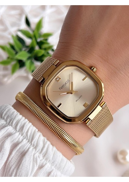 Kadın Kol Saati+Bileklik Özel Seri Çelik Kordon Kararma Renk Atma Yapmaz VS.BLKT.0527