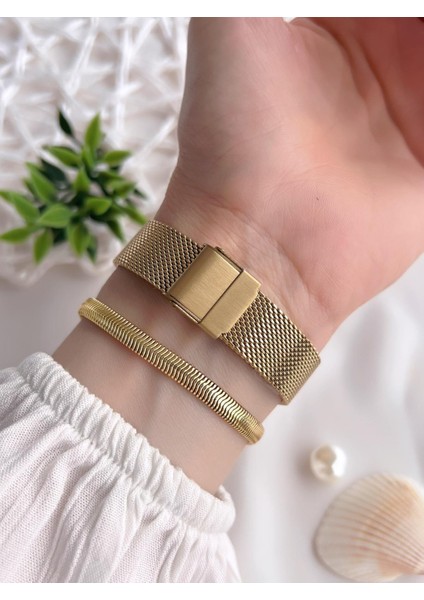 Kadın Kol Saati+Bileklik Özel Seri Çelik Kordon Kararma Renk Atma Yapmaz VS.BLKT.0527 modelleri