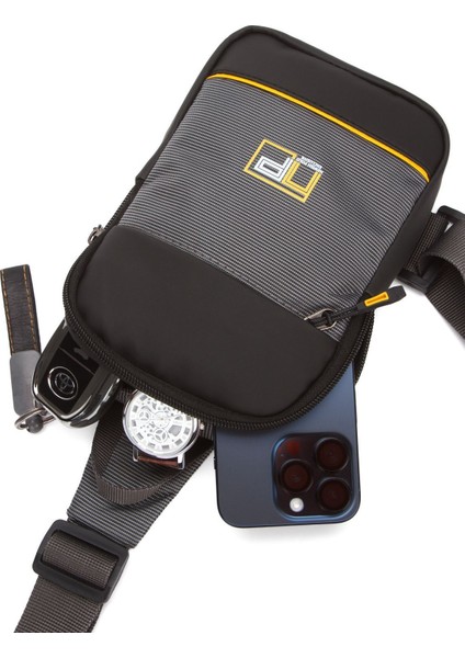 Gri Renkli Unisex Telefon Bölmeli Çapraz ve Omuz Çantası