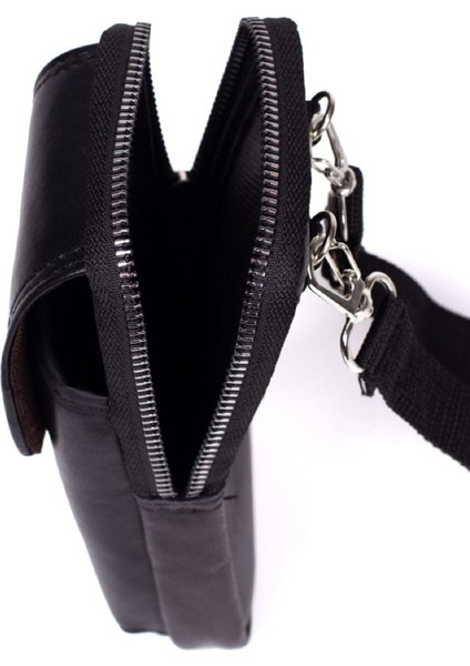 Şık Hakiki Deri Omuzdan Askılı Mıknatıslı Telefon Kılıfı Siyah fırsatları