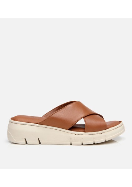 01TEH307120A370 KADIN Deri Taba Comfort Terlik