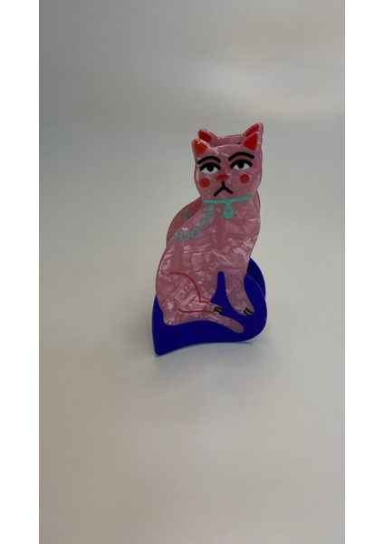 Pembe Kedi Büyük Boy Kemik Toka 9 Cm.