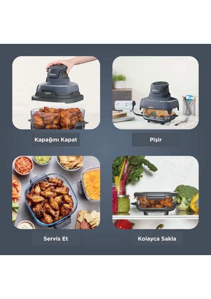 Crıspi 4-In-1 Taşınabilir Cam Hazneli Pişirme Sistemi - Gri indirimleri