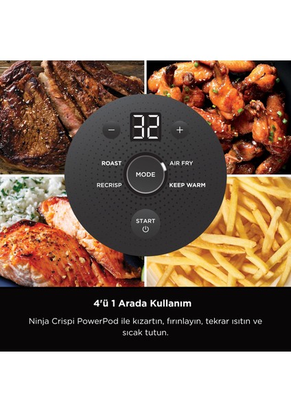 Crıspi 4-In-1 Taşınabilir Cam Hazneli Pişirme Sistemi - Gri