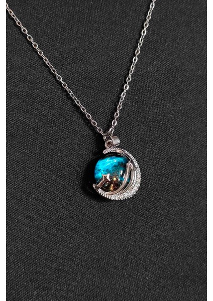 Kadın Paslanmaz Çelik Gümüş Gökyüzü Kolye ve Taşlı Kalp Yüzük (Kutulu) fırsatları