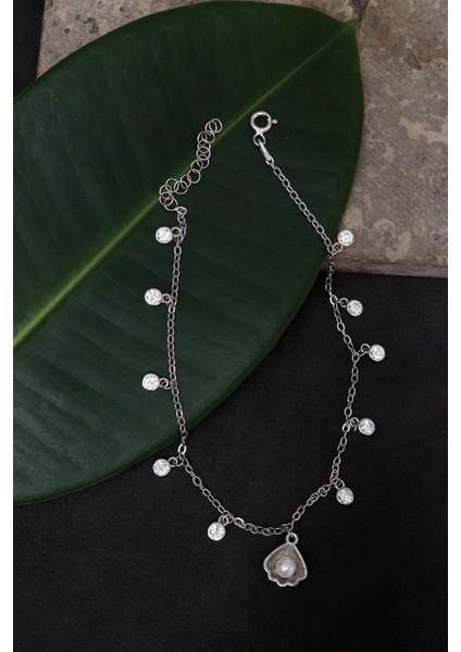 925 Ayar Gümüş Istiridye Incili Şık Ayak Bilekliği Halhal fiyatları