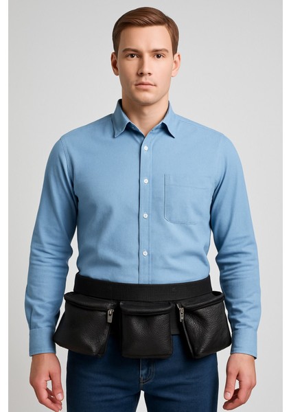 Hakiki Deri Bel Çantası, Inşaat Işçileri Için Dayanıklı ve Şık Tasarım.