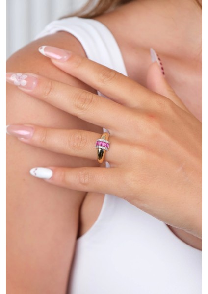 14 Ayar Altın Mor Taşlı Yüzük 925 modelleri