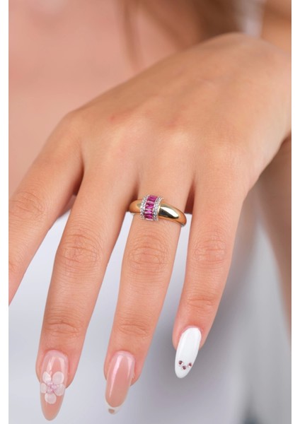 14 Ayar Altın Mor Taşlı Yüzük 925 indirimleri