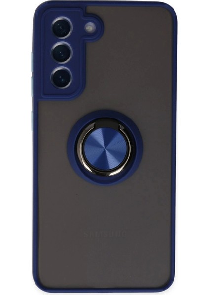 Samsung Galaxy S21 Fe Kılıf Montreal Yüzüklü Silikon Kapak - Lacivert
