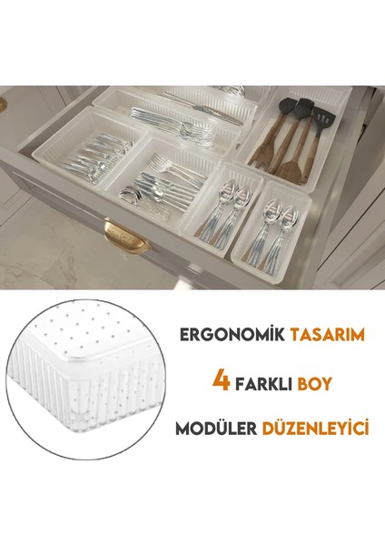 9 Parça Modüler Kaşıklık Seti - Ayarlanabilir Mutfak Çekmece Içi Düzenleyici Organizer Şeffaf modelleri