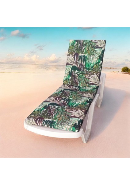 Koyu Yeşil Palmiye Desenli %100 Su Geçirmez Şezlong Minderi