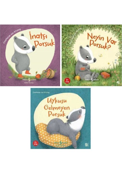 Inatçı Porsuk + Neyin Var Porsuk + Uykusu Gelmeyen Porsuk 3'lü Resimli Hikaye Kitabı Seti