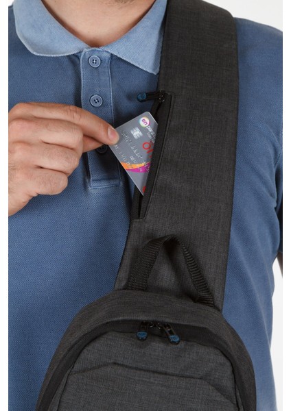 Keten Kumaş Erkek Çapraz ve Omuz Çantası, USB Çıkışlı, Siyah Renk fiyatları