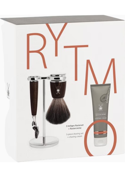 Rytmo Lüks Tıraş Seti, Ceviz Saplı Vegan Fırça ve Gillette Uyumlu