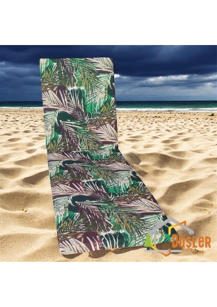 Koyu Yeşil Palmiye Desenli %100 Su Geçirmez Şezlong Minderi modelleri