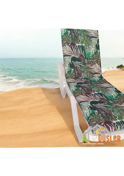 Koyu Yeşil Palmiye Desenli %100 Su Geçirmez Şezlong Minderi fırsatları