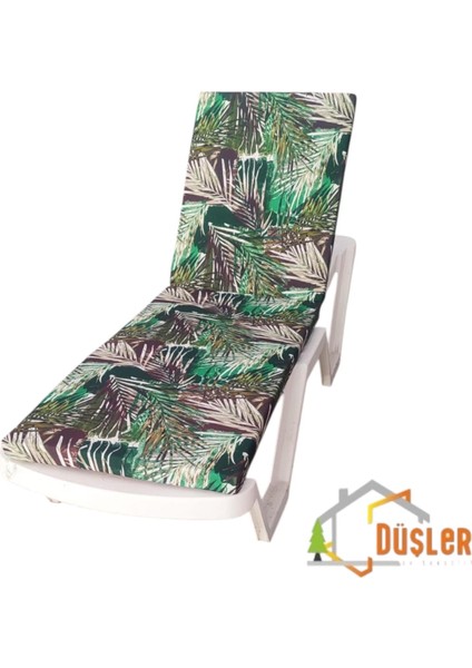 Koyu Yeşil Palmiye Desenli %100 Su Geçirmez Şezlong Minderi indirimleri