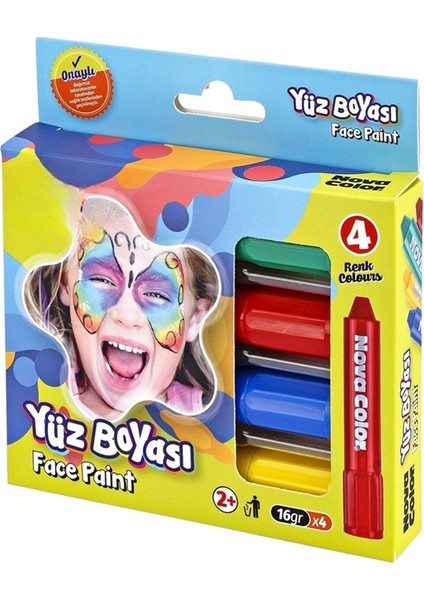 Yüz Boyası 4 Renk 1 Paket Face Paint Çevirmeli Yüz Boyası Canlı Renkler