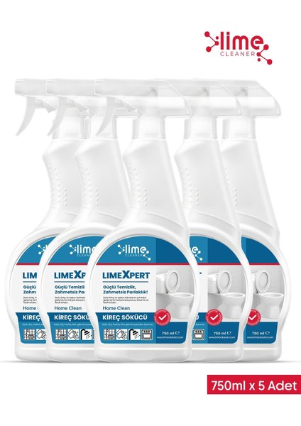 Limeexpert Tuvalet Kireç Sökücü ve Leke Düşmanı - Limon Asidi ile Etkili Temizlik 750 ml x 5 Adet