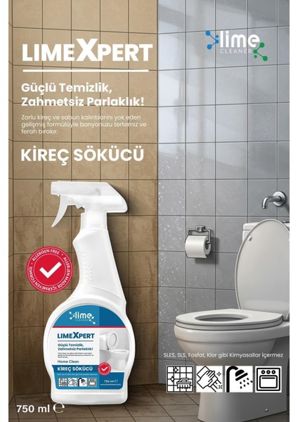 Limeexpert Tuvalet Kireç Sökücü ve Leke Düşmanı - Limon Asidi ile Etkili Temizlik 750 ml x 5 Adet fiyatları