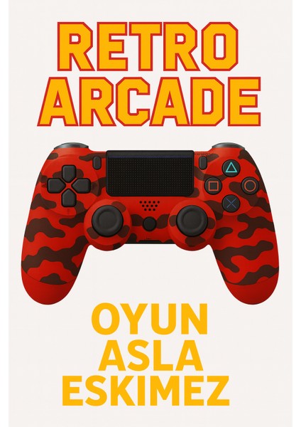 Yeni Nesil Ps4 Kolu | Kablosuz, Şarj Edilebilir, Ergonomik + Titremeli + Dayanıklı Oyun Dostu Kırmızı Kamuflaj