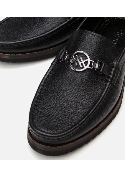 02AYH299400A100 Deri Siyah Erkek Loafer modelleri