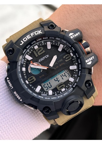 Digital ve Analog 2 Yıl Garantili Kronmetre+Takvim+Alarm+Aydınlatma Erkek Kol Saati JOE.BK13
