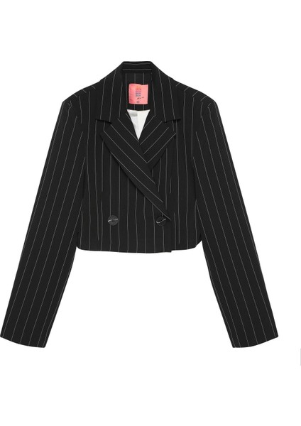 Çizgi Detaylı Crop Ceket