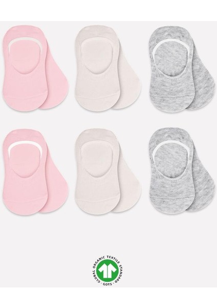 Nessiworld Bistyle 6'lı Silikonlu Babet Penye Çorap BS30101B Pembe Ekru Gri