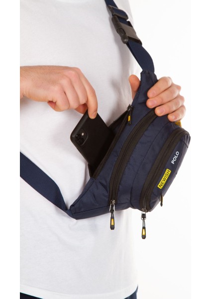 Lacivert Bel ve Omuz Çantası, Şık ve Hafif Tasarım