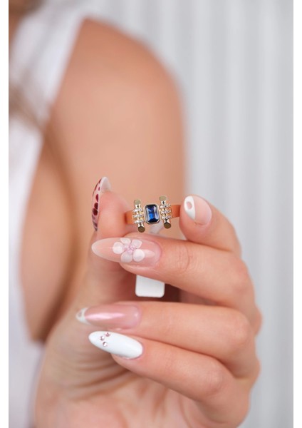 14 Ayar Altın Mavi Taşlı Yüzük 926