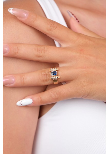 14 Ayar Altın Mavi Taşlı Yüzük 926 indirimleri