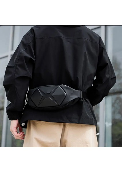 Siyah Unisex Çapraz Askılı Spor Bel ve Omuz Sırt Çantası