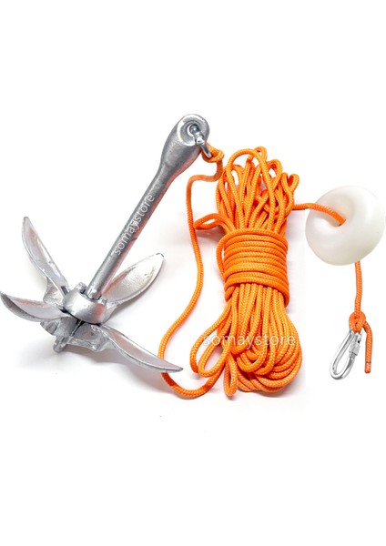 Marin Bot , Kano ve Jetski Çıpası Çantalı Set 1.5 kg Şemsiye Çapalı 6mm 20MT Ipli