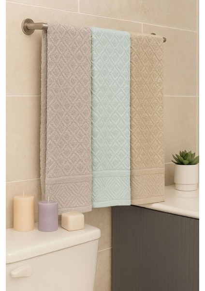 Karo 3’lü Banyo Havlu Seti – 100X150 cm %100 Pamuk, Yumuşak Dokulu,örgü Desen fiyatları