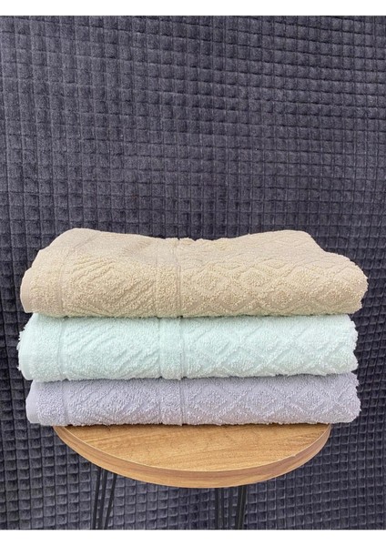 Karo 3’lü Banyo Havlu Seti – 100X150 cm %100 Pamuk, Yumuşak Dokulu,örgü Desen fırsatları