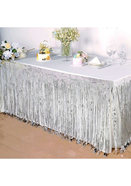 Nessiworld Gümüş Metalize Masa Eteği 275X75 cm – Kendinden Yapışkanlı