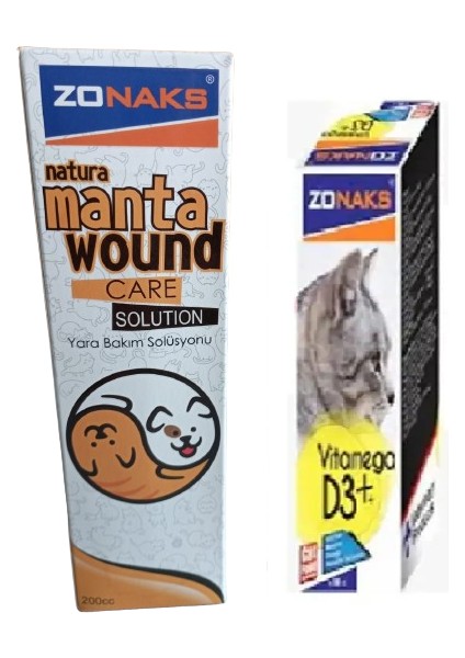 Kedileriniz Için Vitamin D3 100 ml + Manta Wound Care Solutıon (Yara Bakım Solüsyonu)