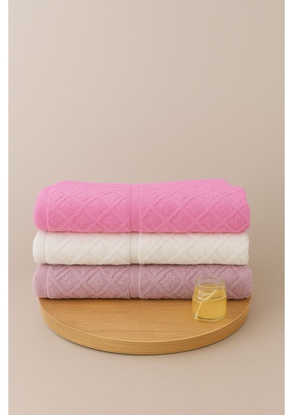 Karo 3’lü Banyo Havlu Seti – 100X150 cm %100 Pamuk, Yumuşak Dokulu,örgü Desen fiyatları