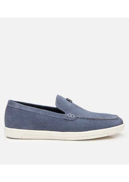 02AYH303060A620 ERKEK Süet Deri Mavi Loafer