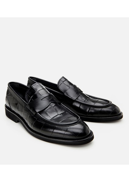 Masters 02AYH305260A100 Deri Siyah Erkek Kroko Desenli Loafer fiyatları