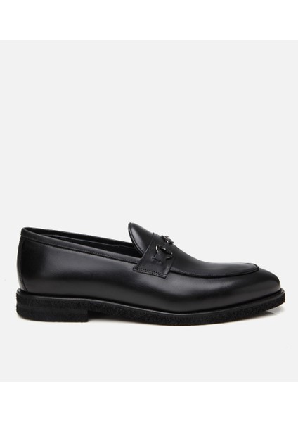 02AYH304690A100 ERKEK Deri Siyah Hafif Tabanlı Klasik Loafer